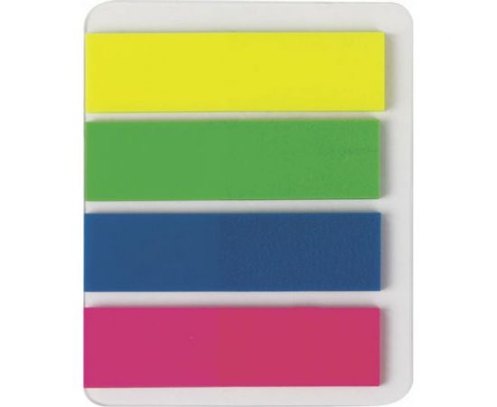 Пластиковые неоновые клейкие закладки STAFF 12х45 мм, 4 цвета х 25 листов, европодвес 127148 – изображение 2