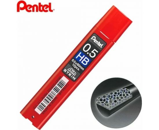 Грифели для автоматических карандашей Pentel Ain Stein C275S-HB 0.5 мм, 12 грифелей, в тубе, HB 586229 – изображение 2