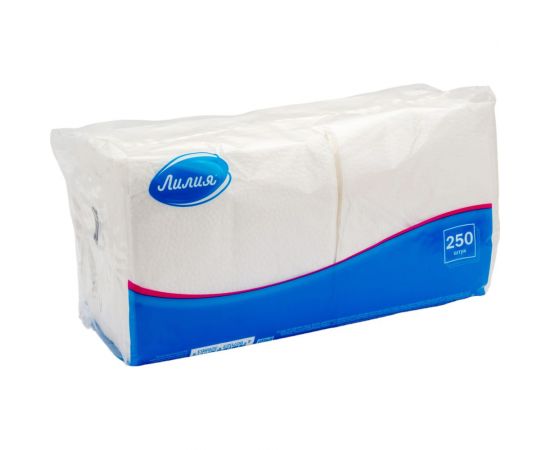 Салфетки бумажные 24x24 1слой 250листов Белый Лилия 951 – изображение 2