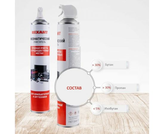 Пневматический очиститель REXANT DUST OFF 720 мл, аэрозоль 85-0001-2 – изображение 3