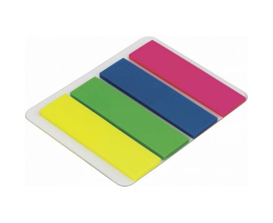 Пластиковые неоновые клейкие закладки STAFF 12х45 мм, 4 цвета х 25 листов, европодвес 127148 – изображение 3