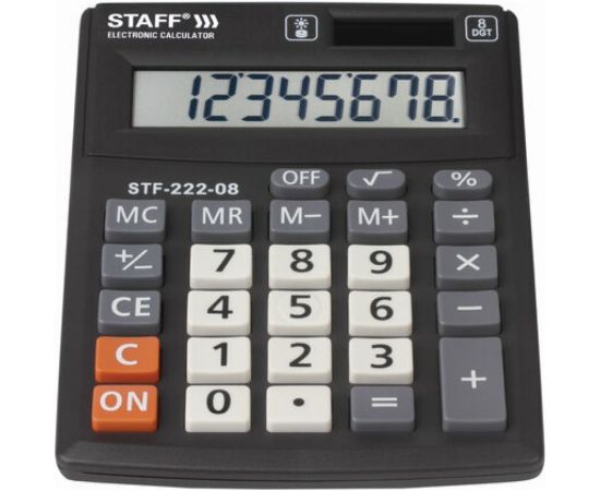 Настольный калькулятор STAFF PLUS STF-222, компактный 138x103мм, 8 разрядов, двойное питание, 250418 – изображение 3