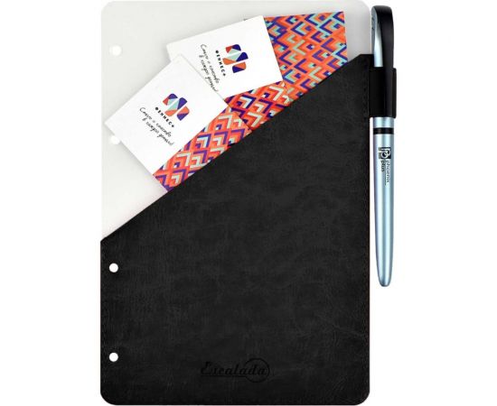 Сменный разделитель Феникс+ 150 САРИФ ЧЁРНЫЙ пластик, искусственная кожа сариф, 135x205 мм, карманы для визиток и документов, петля для ручки, ПЭТ-пакет 50299 – изображение 4