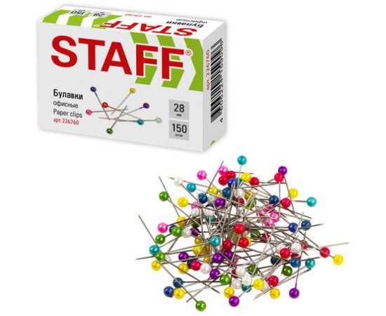 Булавки 10 шт в упаковке Staff офисные EVERYDAY 28 мм 150 шт. в картонной коробке 226760 – изображение 4