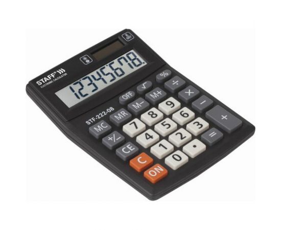 Настольный калькулятор STAFF PLUS STF-222, компактный 138x103мм, 8 разрядов, двойное питание, 250418 – изображение 4