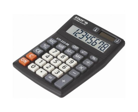 Настольный калькулятор STAFF PLUS STF-222, компактный 138x103мм, 8 разрядов, двойное питание, 250418 – изображение 5