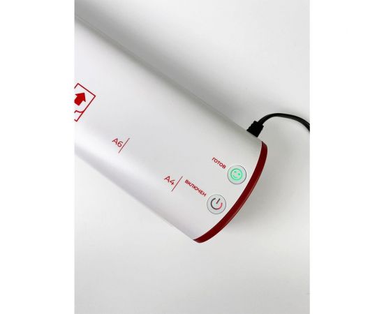 Ламинатор бумаги, фотобумаги ГЕЛЕОС ЛМ A4 Модерн, бело-красный, А4, толщина пленки 75-125 мкм, для горячего и холодного ламинирования ЛМ-А4МБК – изображение 5