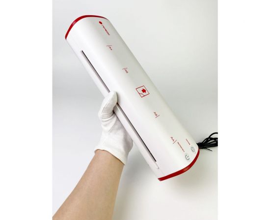 Ламинатор бумаги, фотобумаги ГЕЛЕОС ЛМ A4 Модерн, бело-красный, А4, толщина пленки 75-125 мкм, для горячего и холодного ламинирования ЛМ-А4МБК – изображение 6