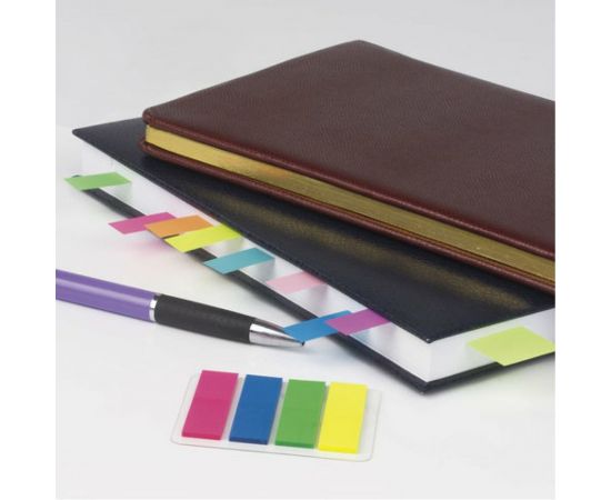 Пластиковые неоновые клейкие закладки STAFF 12х45 мм, 4 цвета х 25 листов, европодвес 127148 – изображение 7