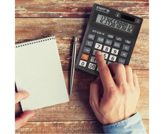 Настольный компактный калькулятор Staff PLUS STF-222, 12 разрядов, двойное питание, 250420 – изображение 9