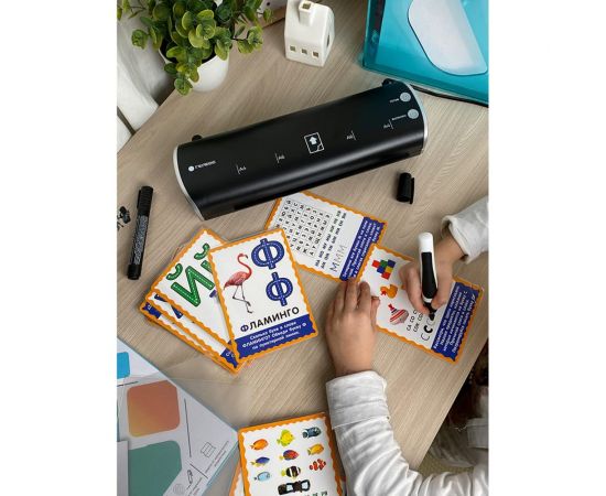 Ламинатор бумаги, фотобумаги ГЕЛЕОС ЛМ Модерн, черный с серебром, А4, толщина пленки 75-125 мкм, для горячего и холодного ламинирования ЛМ-А4МЧС – изображение 9