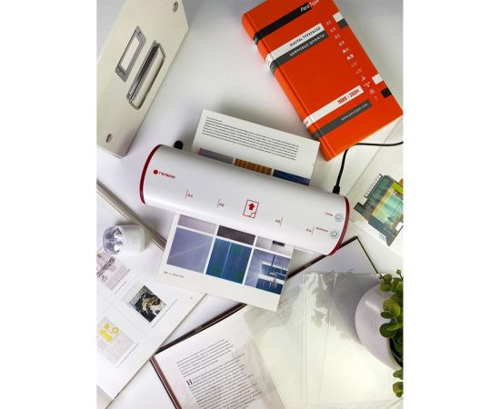 Ламинатор бумаги, фотобумаги ГЕЛЕОС ЛМ A4 Модерн, бело-красный, А4, толщина пленки 75-125 мкм, для горячего и холодного ламинирования ЛМ-А4МБК – изображение 9