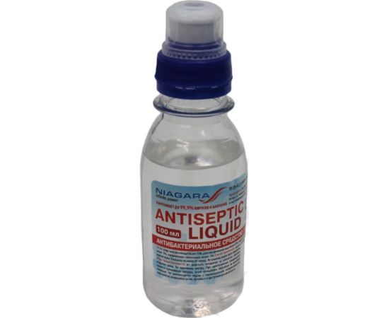 Антисептик для рук NIAGARA Antiseptic Liquid с антибактериальным эффектом, 0.1 л, ПЭТ с дозатором 1031000040 