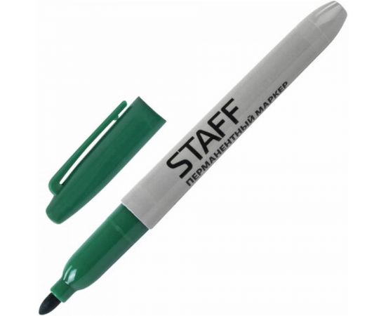 STAFF Маркер перманентный нестираемый EVERYDAY,ЗЕЛЕНЫЙ,эргономич.корпус, круглый након.2мм, 151236 