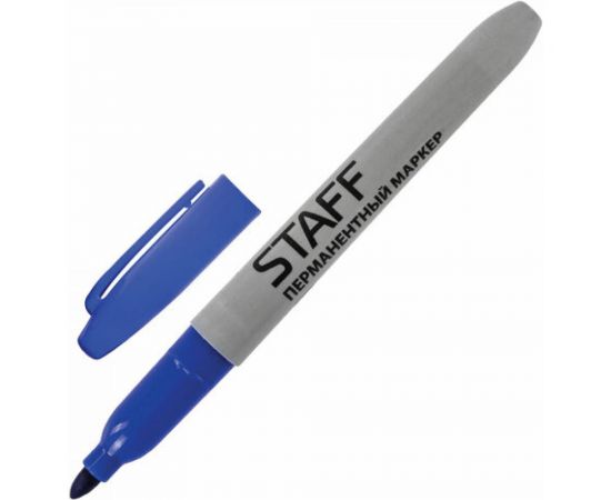 STAFF Маркер перманентный нестираемый EVERYDAY, СИНИЙ,эргономич.корпус,круглый након.2мм 151234 