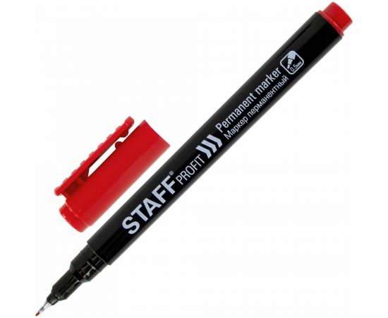 Перманентный маркер STAFF Profit PM-105, красный, тонкий металлический наконечник 0.5 мм 152172 – изображение 2