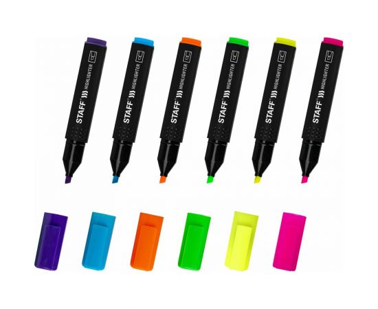 Набор текстовыделителей STAFF Basic Budget Hl-02n, 6 цветов, неон, линия письма 1-5 мм 152296 – изображение 2