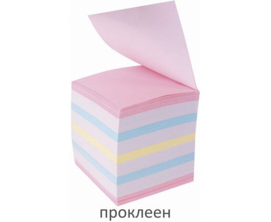 Проклеенный блок STAFF для записей, куб 9х9х9 см, цветной, чередование с белым, 129208 – изображение 3