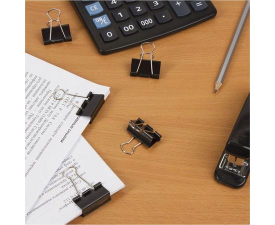 Зажимы для бумаг 12 шт в упаковке Staff EVERYDAY КОМПЛЕКТ 32 мм на 140 листов черные карт.кор. 12 шт 224608 – изображение 6