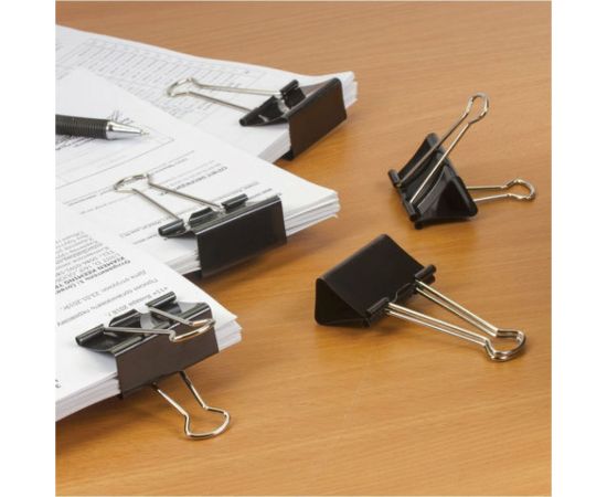 Большие зажимы STAFF EVERYDAY для бумаг, комплект 12 шт, 51 мм, на 230 листов, черные, картонная коробка, 224610 – изображение 6