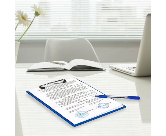 Доска-планшет STAFF с прижимом А4 228x318 мм, картон/пвх, синяя 229555 – изображение 6