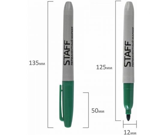 STAFF Маркер перманентный нестираемый EVERYDAY,ЗЕЛЕНЫЙ,эргономич.корпус, круглый након.2мм, 151236 – изображение 6