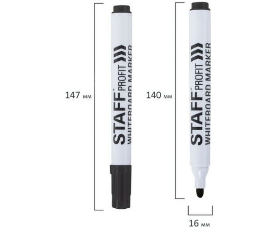 STAFF Маркер стираемый для белой доски ЧЕРНЫЙ, PROFIT, 2,5 мм 151644 – изображение 6
