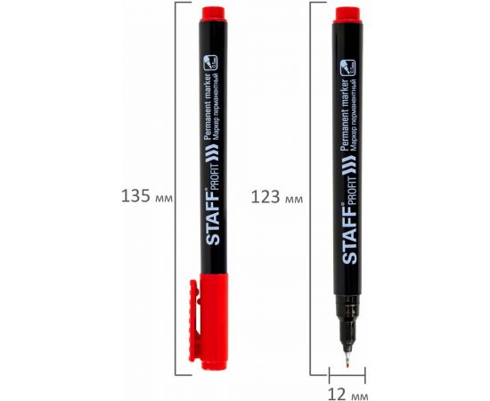 Перманентный маркер STAFF Profit PM-105, красный, тонкий металлический наконечник 0.5 мм 152172 – изображение 7