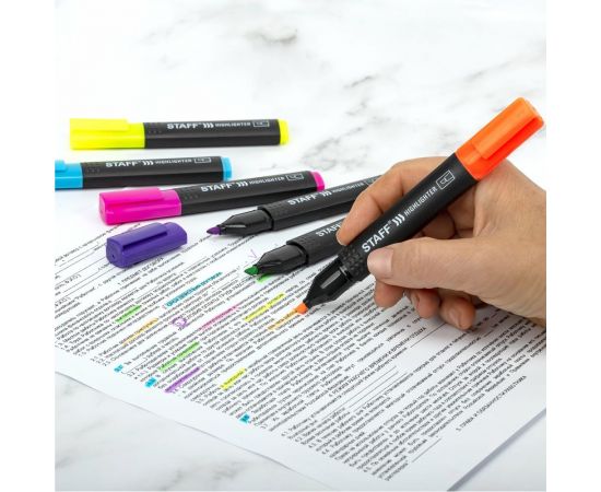 Набор текстовыделителей STAFF Basic Budget Hl-02n, 6 цветов, неон, линия письма 1-5 мм 152296 – изображение 8