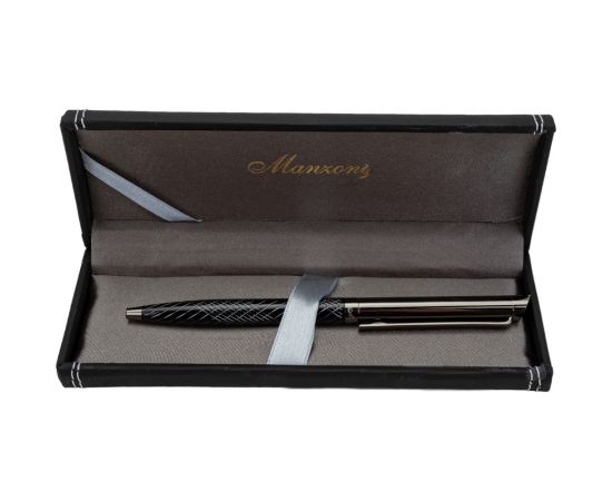 Шариковая ручка Manzoni LECCE цвет корпуса: черный футляр кожзам LEC5013-BM 