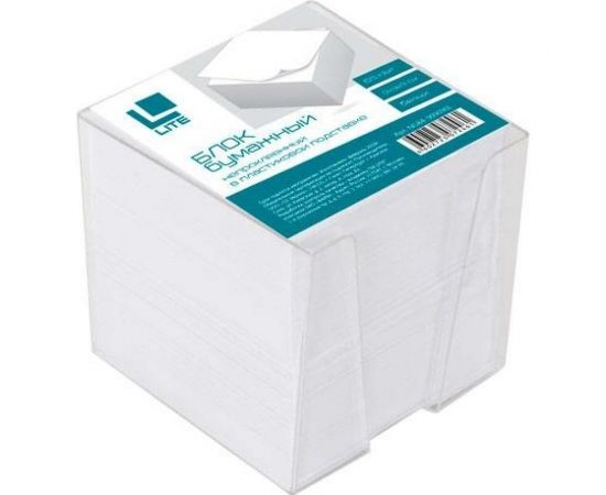 Непроклеенный блок для записей LITE 9х9х9 см, куб, белый, 65 г/м2, в подставке NGB4-909090L 