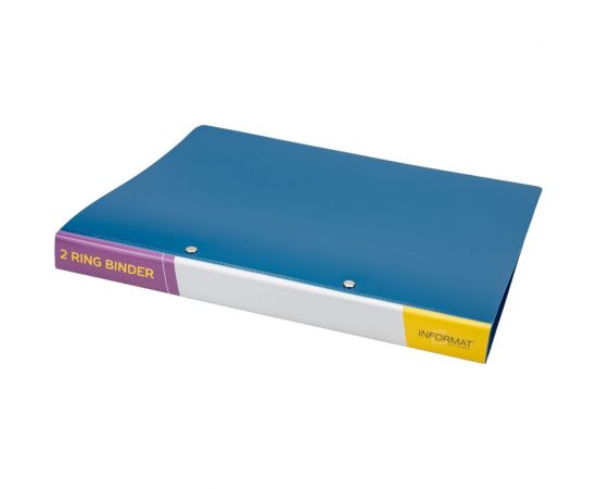 Папка с кольцами INFORMAT А4 2 кольца 700 мкм 25 мм синий пластик NP5075B 