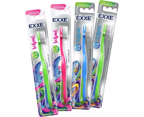 Зубная щетка EXXE School детская, 6-12 лет, мягкая 219601 