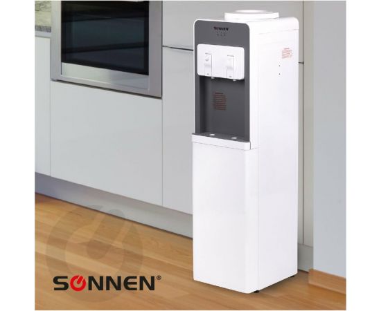 Напольный кулер для воды SONNEN Fsc-02ba нагрев/охлаждение компрессор, шкаф, 2 крана, серый 455416 