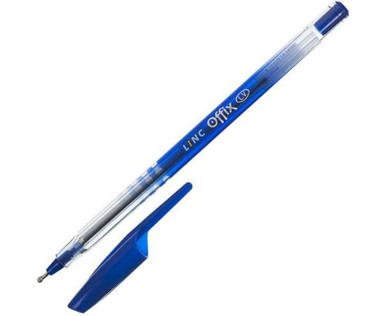 Шариковая ручка Linc OFFIX 1 мм синий прозрачный корпус 1500FW/blue 