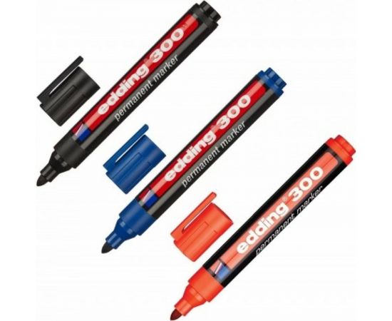 Перманентный маркер Edding черный, 1.5-3 мм, круглый наконечник, блистер E-300#1-B#1 