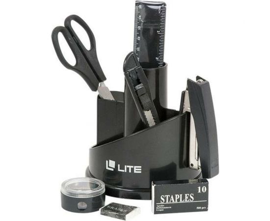 Настольный набор LITE СТЕЛЛА вращающийся, 12 предметов, черный, пластик DOL01-12/Bk 