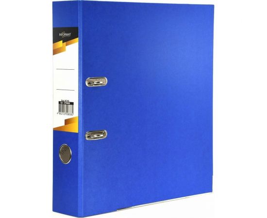 Папка-регистратор INFORMAT 75 мм, цвет синий, картон, металлическая окантовка, собранная OP9080B 
