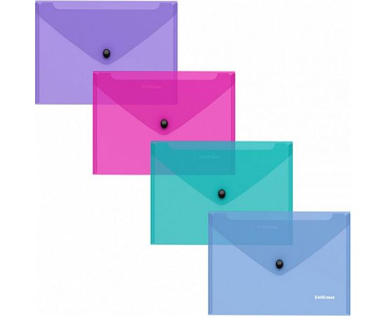 Пластиковая папка-конверт ErichKrause Glossy Vivid на кнопке, C6, ассорти 47122 