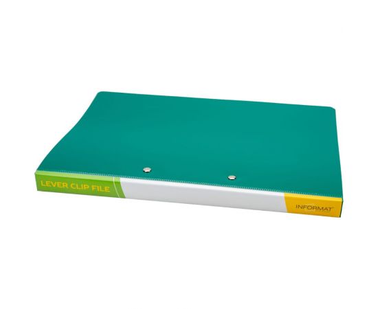 Папка с прижимами INFORMAT А4 1 прижим зеленый пластик 750 мкм карман NP1475G 