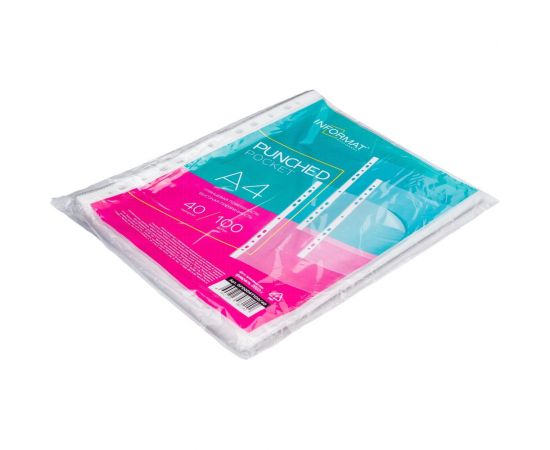 Прозрачные файлы INFORMAT А4, 40 мкм, гладкие, 100 шт в упаковке GF0004T100/40 