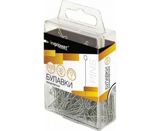 Булавки INFORMAT 30 мм, пластик, 500 шт в упаковке PIM30-500/B 