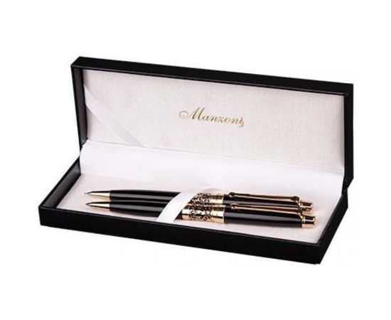 Набор Manzoni VENEZIA шариковая ручка + карандаш цвет корпуса: черный футляр кожзам 2 предмета AP009BP101098* 