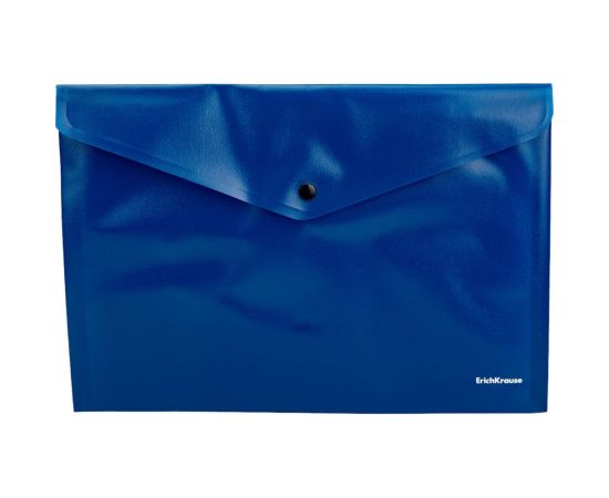 Пластиковая папка-конверт ErichKrause Fizzy Classic на кнопке, А4, синий 50177 