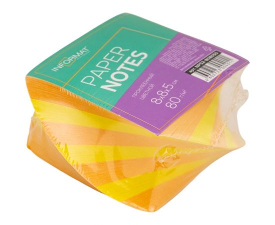 Проклеенный блок для записи INFORMAT 8х8х5 см спираль 2 цвета 80 г/м2 NPS2-808050 