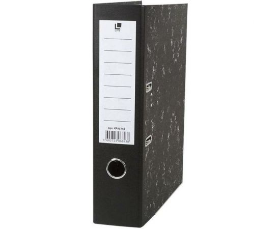 Папка-регистратор LITE 75 мм мрамор черный металлическая окантовка съемный механизм разобранная KP9575E 