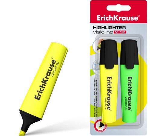 Текстмаркер ErichKrause Visioline V-12, желтый, зеленый 32503 
