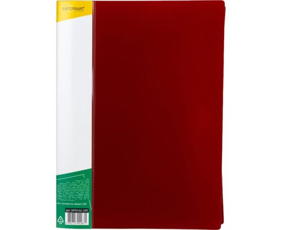Папка INFORMAT с файлами А4 10 файлов красный пластик 500 мкм карман NP0142-10R 