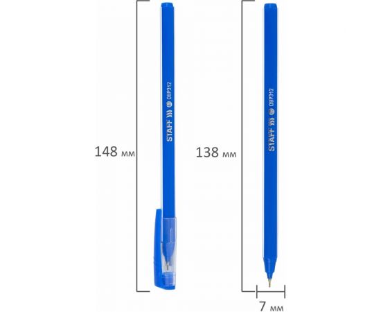 Масляная шариковая ручка STAFF Basic OBP-312, синяя, корпус ассорти, узел 0.7 мм линия 0.35 мм 143012 – изображение 11