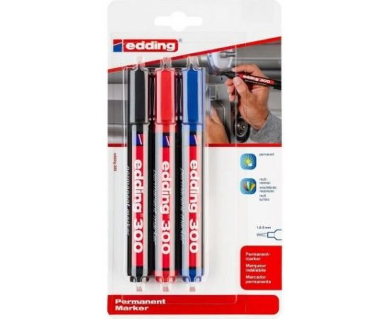 Перманентный маркер Edding черный, 1.5-3 мм, круглый наконечник, блистер E-300#1-B#1 – изображение 12